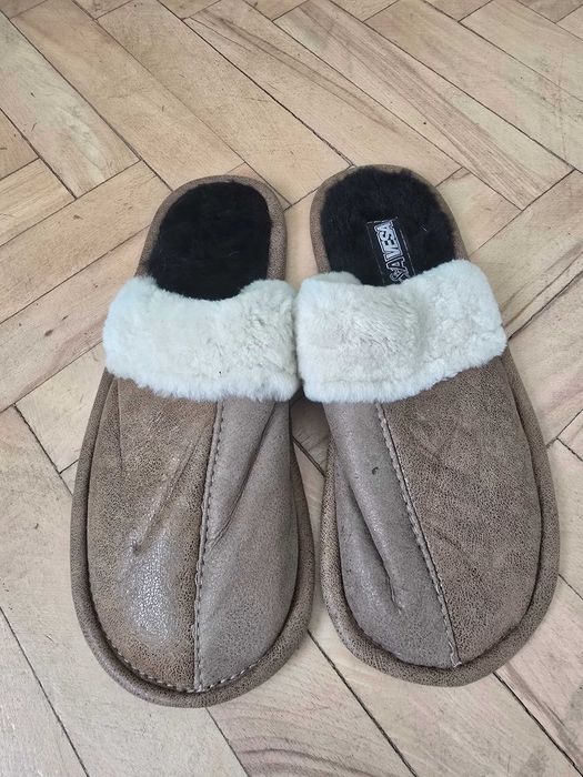 Papuci de casa din piele naturala si blana 42