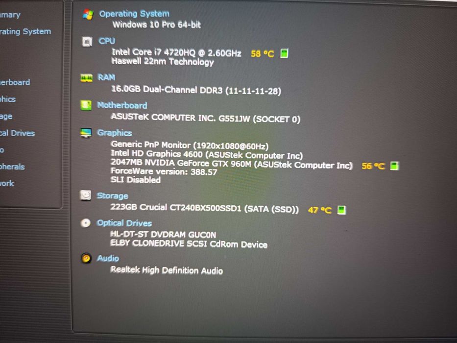 Laptop gaming Asus Rog G551jw, Core i7 4720hq, 16gb ram, Nvidia GTX 960m, tastatura iluminata, ssd 240gb, full HD