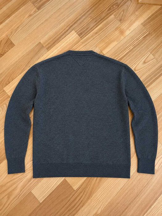 Pulover Tommy Hilfiger bărbați din bumbac și mătase, gri antracit, Mărimea L