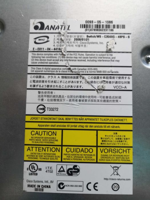 Switch Cisco Catalyst 3560G 48 porturi PoE