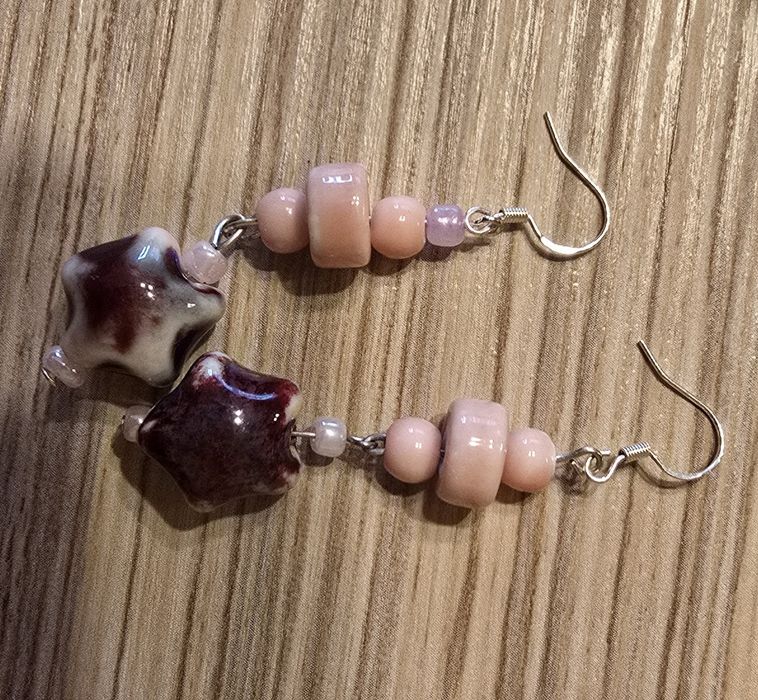 Set 3 perechi cercei handmade cu mărgele  ceramica – modele marine
