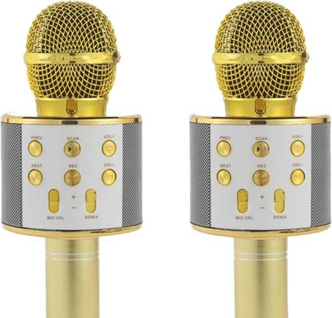 Комплект от 2 безжични златисти караоке микрофона Intempo