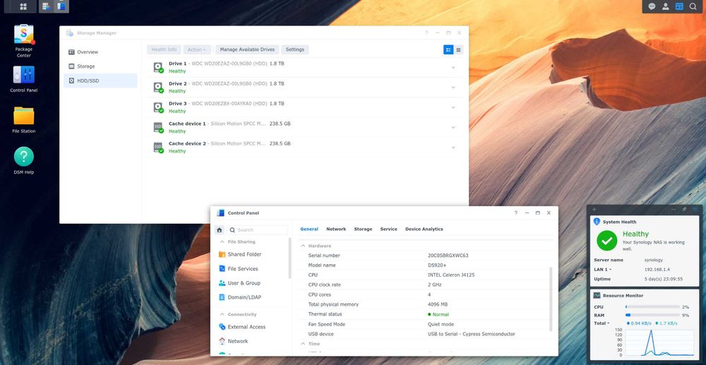 Сетевое хранилище NAS Synology DS920+ с дисками 3x2Tb