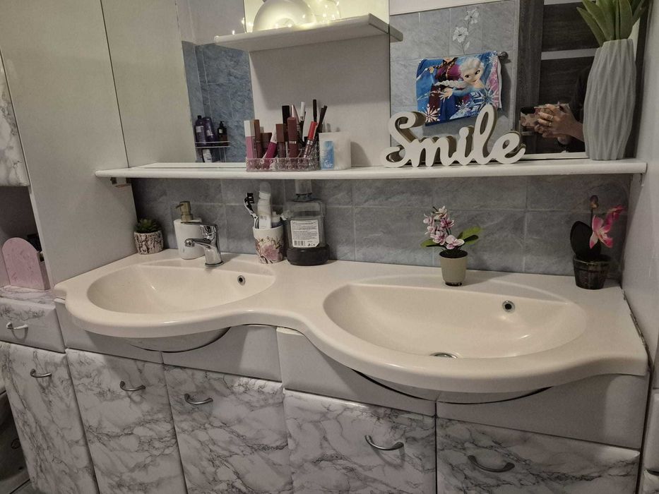 Mobilier baie complet 190 cm – dublu lavoar + oglindă