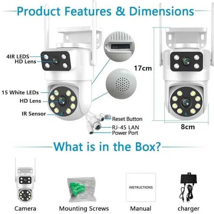 Двойна камера 6MP WIFI, двупосочна комуникация