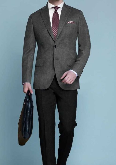 Sacou blazer de lux 54 XXL Eduard Dressler lana moale Herringbone gri