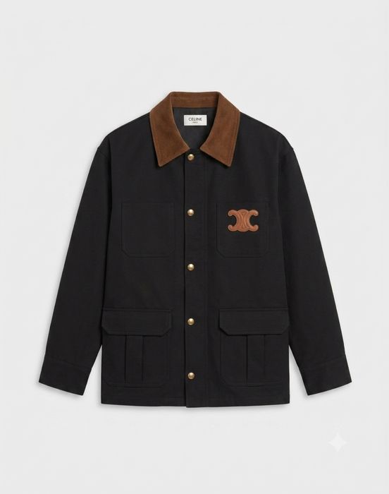 Ново яке в стил Barn / Workwear с акцентно лого и велурена яка – Размер L