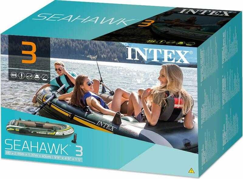 Barca gonflabila Intex Seahawk 3, pompa + vasle incluse, 2.95m x 1.37m