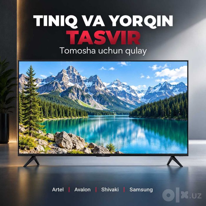 Televizorlar Artel, Avalon, Shivaki, Samsung — kafolatli
