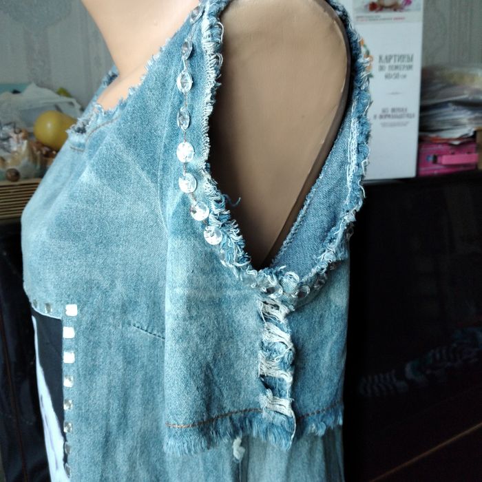 Туника джинсовая. 46 раз. Платье длинное. 46 раз.