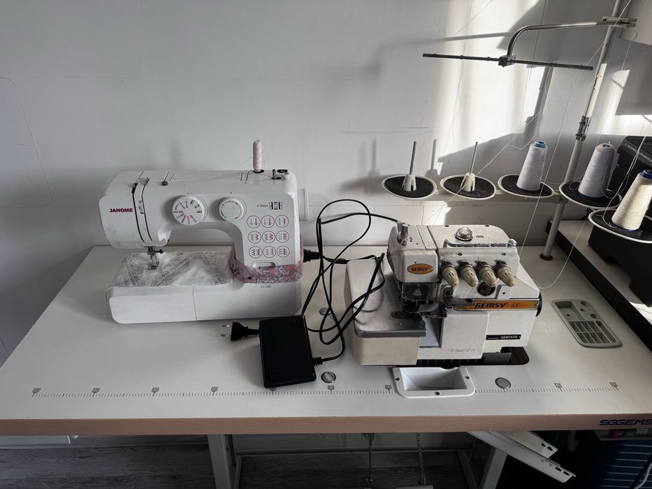 Швейный машина и оверлог. + шкаф