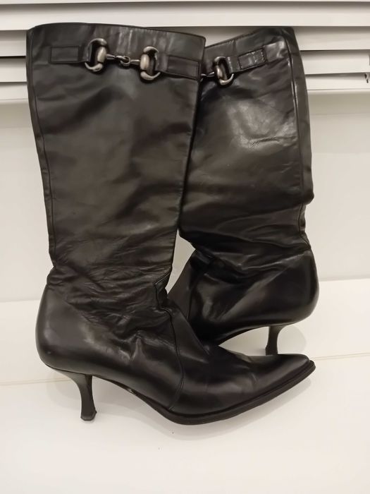 Дамски черни ботуши естествена кожа, произведени в Италия, 38 номер