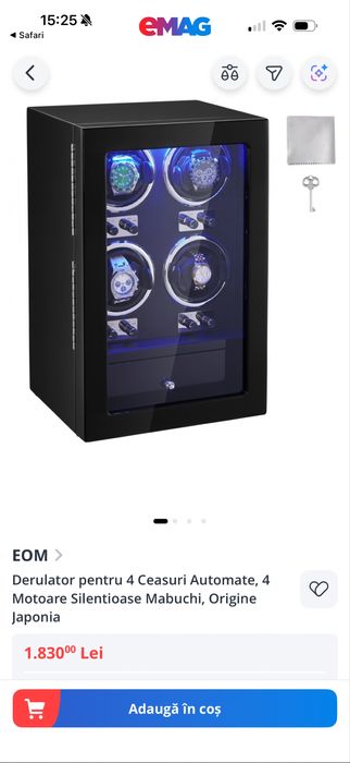 Cutie 4 ceasuri automate lemn negru lacuit