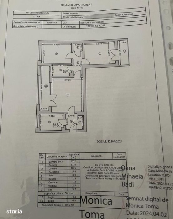 Vanzare apartament 3 camere,Titan la 5 min metrou,Str. Liviu Rebreanu