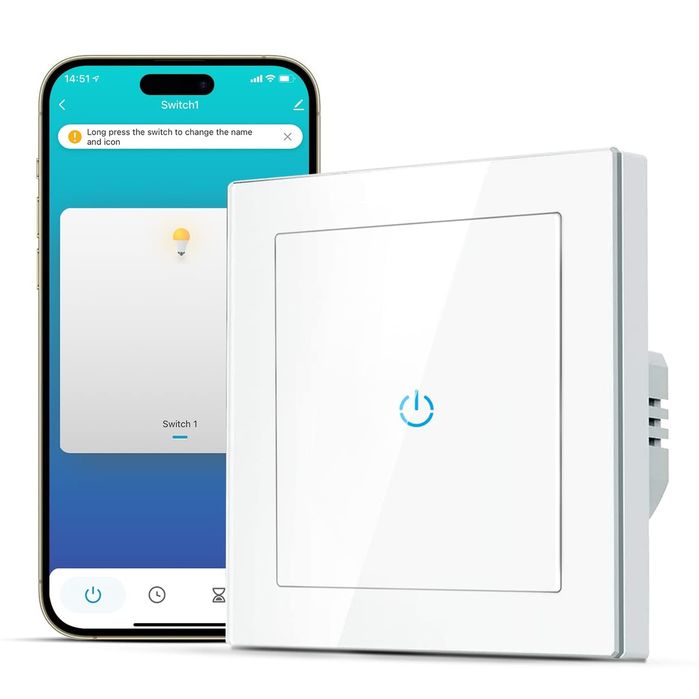 Intrerupator inteligent cu touch Rovo FN1C, Wi-Fi, fara nul, 1 canal!