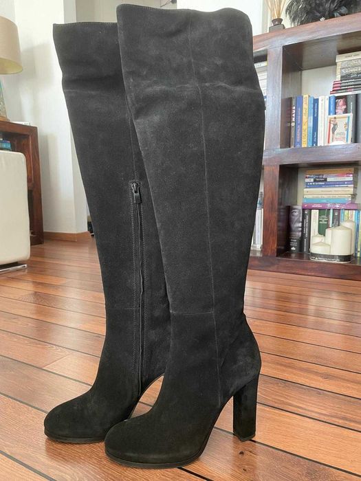 Cizme musette inalte, 39, cu toc, negre