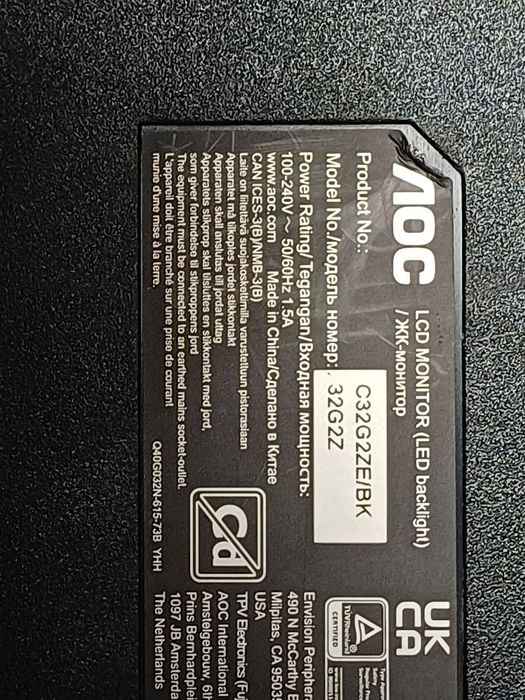 Placa baza monitor AOC C32G2ZE  715G9500-M0A-B08-0H5K 715G9650-K0A-003