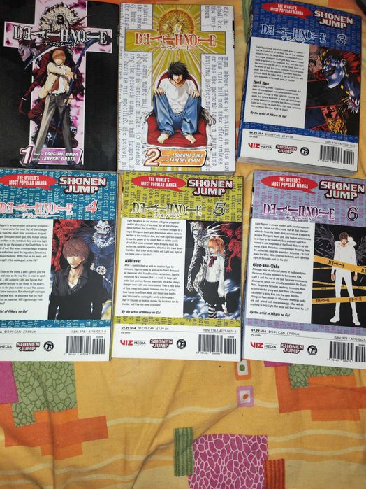 Volumele 1–6 din Death Note (ediția standard în limba engleză, Viz Media).l