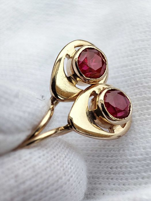 Cercei Aur 14K 583 Rusia Rusesti Aur Rusesc Retro Traditionali Rubelit