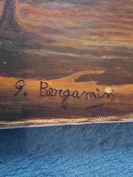 tablou pictura pe panza 30/40 cm semnat Bergamin