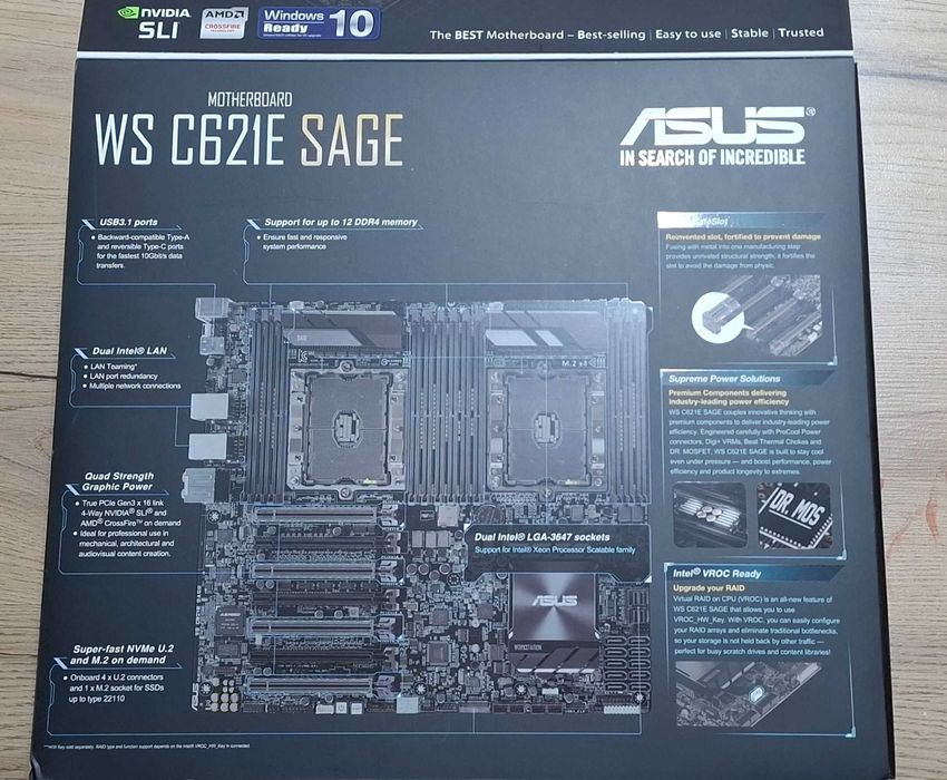 Placa de baza Asus WS C621E SAGE server workstation procesoare Xeon AI