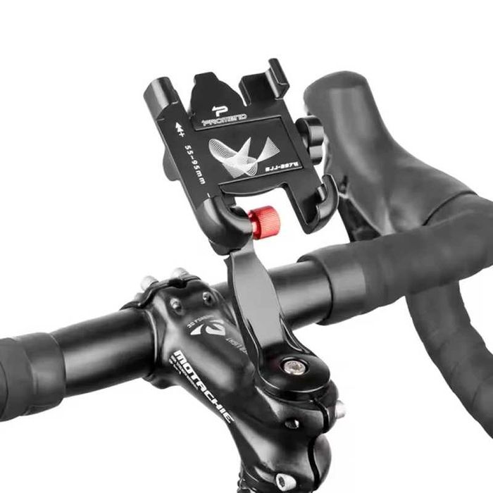 Универсална стойка за телефон, Алуминиева, Адаптивна, Монтаж на вилка