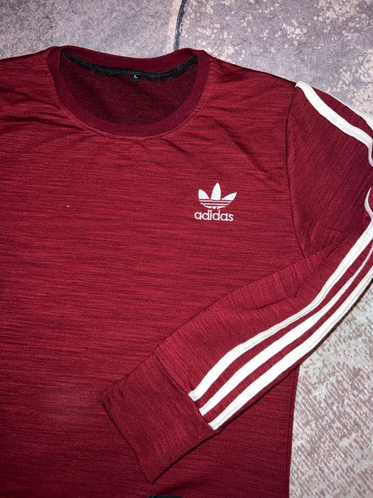 Блуза с дълъг ръкав Adidas цвят бордо