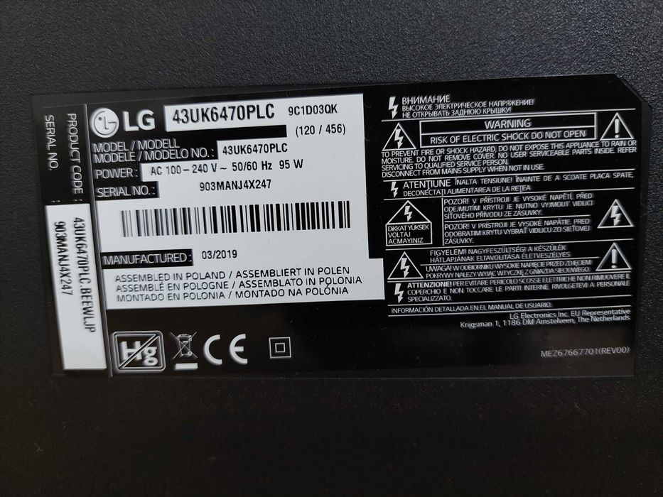 LG TV  43UK6470PLC placa logica placa sursă si modul Led