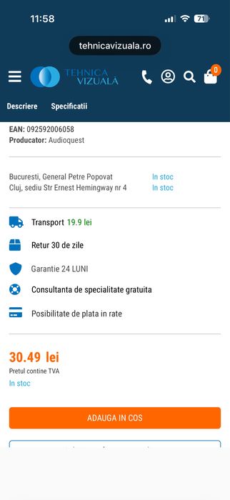 Cablu audioquest slip db 14/2 banane sure grip 300 6 m