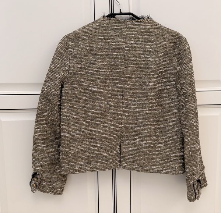 Set Zara tweed - sacou si fusta mini, detalii aurii, S