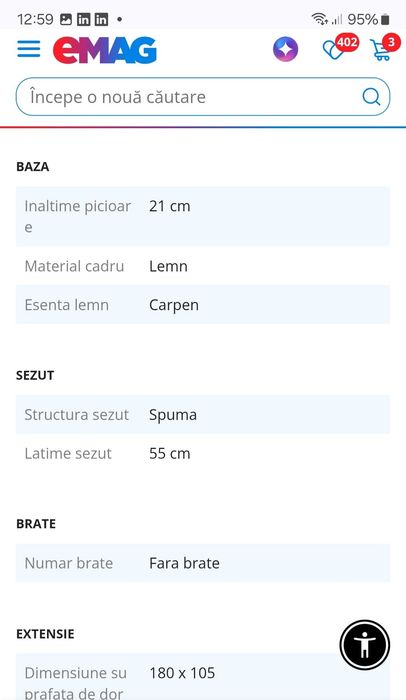 Canapea extensibila din in și lemn