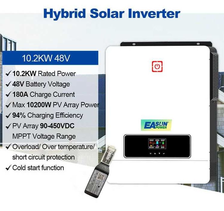Invertor Offgrid-Hibrid EASUN 10.2KW 48V 2xMPPT WiFi inclus