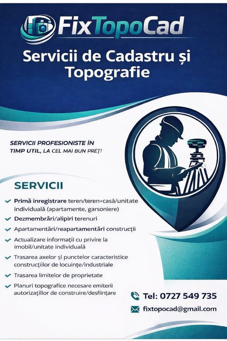 CADASTRU - Intarusare teren 50 lei/punct - Ridicari topo si relevee