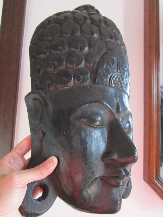 cadou rar feng shui Buddha Young Zen sculptura lemn mare