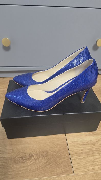 Pantofi dama Ginissima piele crocodil, albastri, impecabili.,nr 40