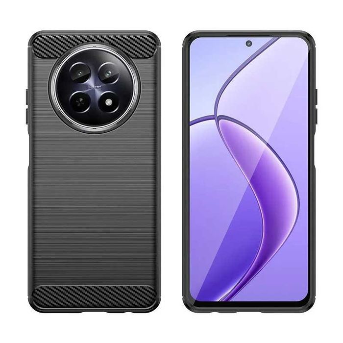 Realme 12 5G / 12X / 12 Pro - Удароустойчив Кейс Гръб CARBON