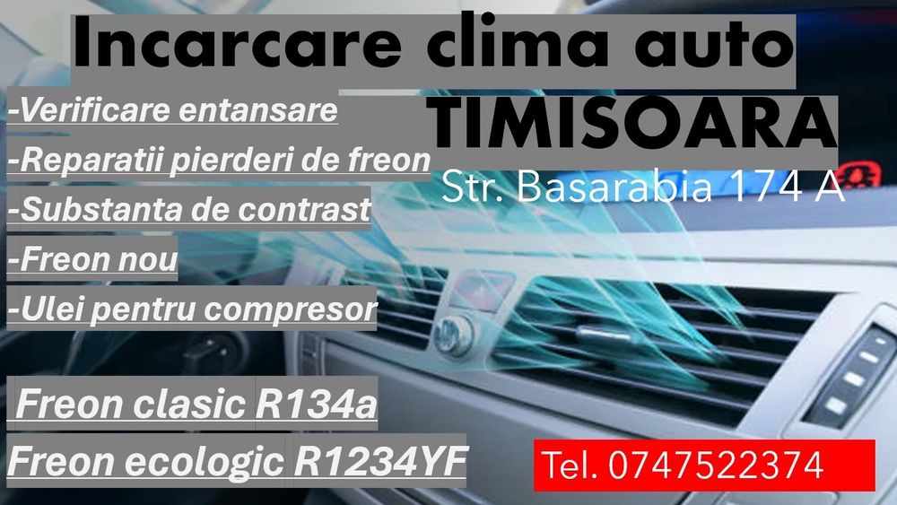 Incarcare clima auto Timișoara r134a r1234yf
