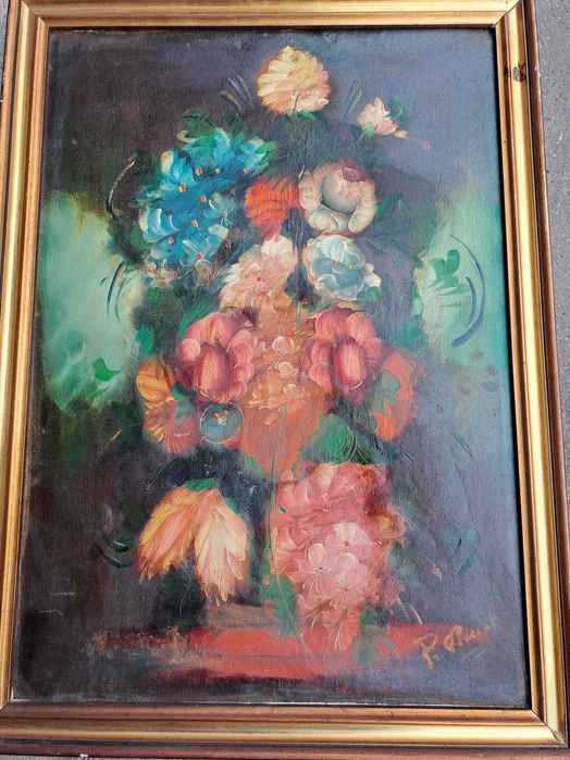 tablou pictura pe panza 77/57 cm semnat P Vincent