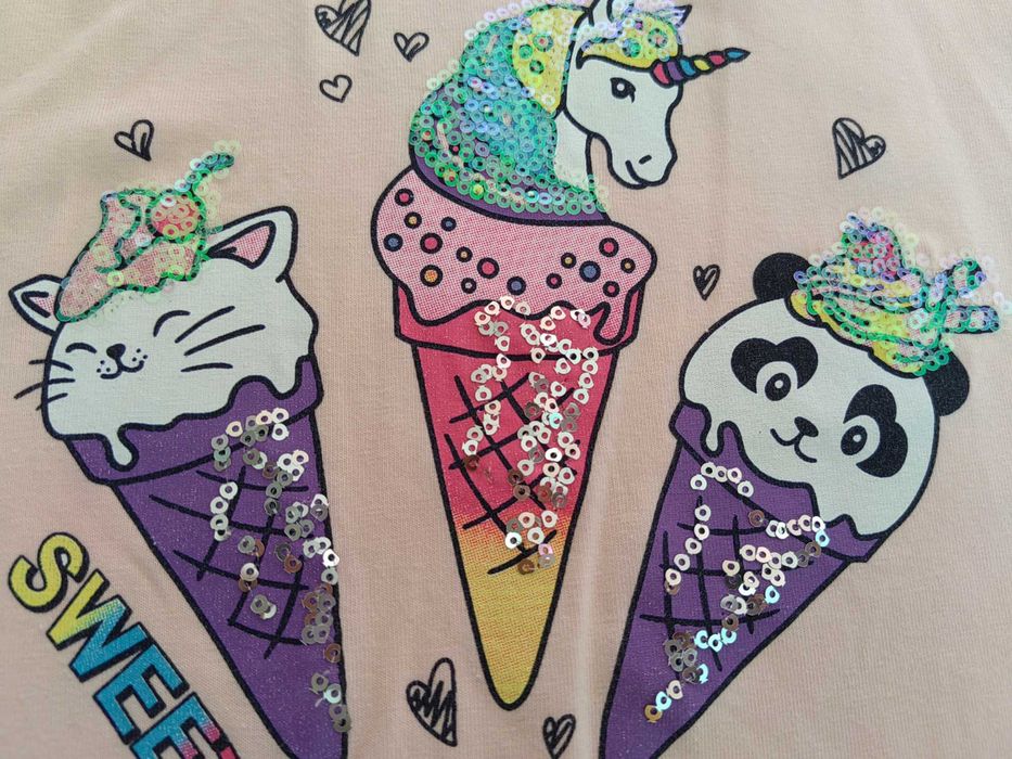 Лятна рокля с пайети 9-10 г