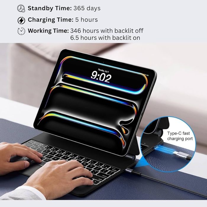 “Runelk” Magic Keyboard за iPad Pro 13 M4 калъф с клавиатура