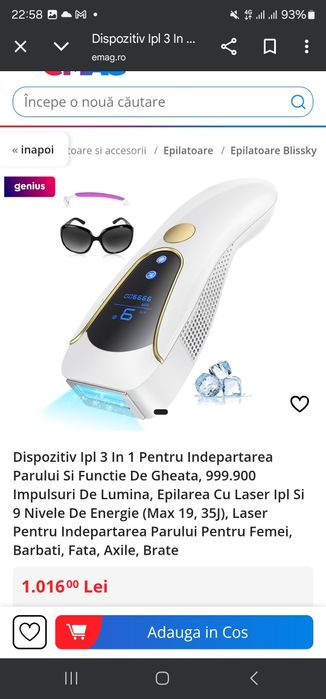 Dispozitiv Ipl 3 In 1 Pentru Indepartarea Parului Si Functie De Gheata