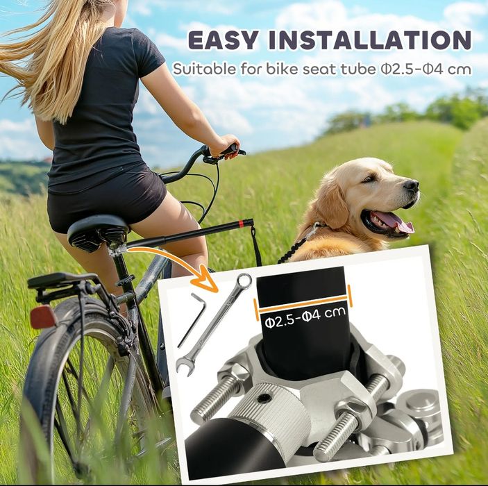 Кучешка каишка за велосипед,Кучешка каишка за колоездене, тренировка,