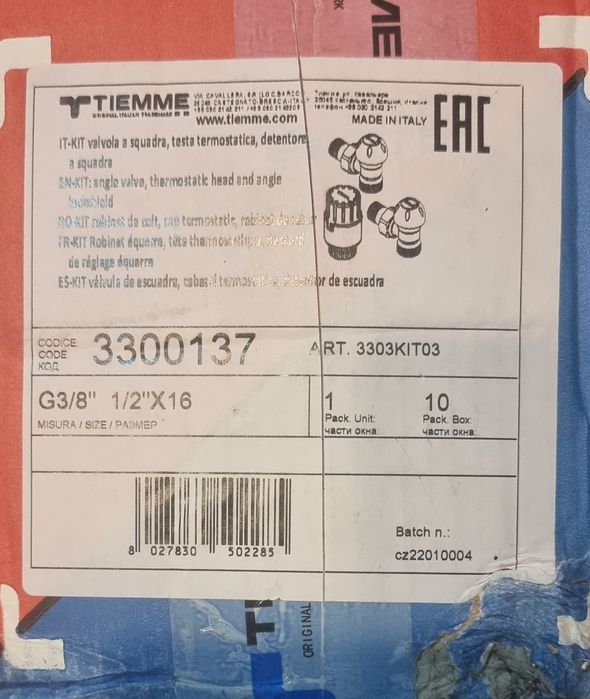 Kit robinet tur retur Tiemme