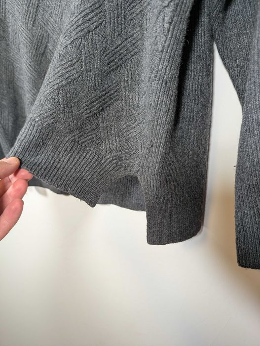 Pulover damă SHE, 40, gri, model herringbone, lână merinos & cașmir