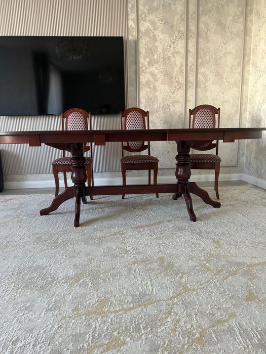 2 метровый Стол с 8 стульями из настоящего красного дерева