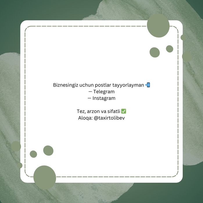 Biznesingiz uchun post diyazyner xizmati
