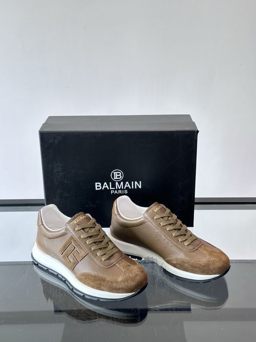 Balmain Monogram Runner Sneaker "Brown Leather"