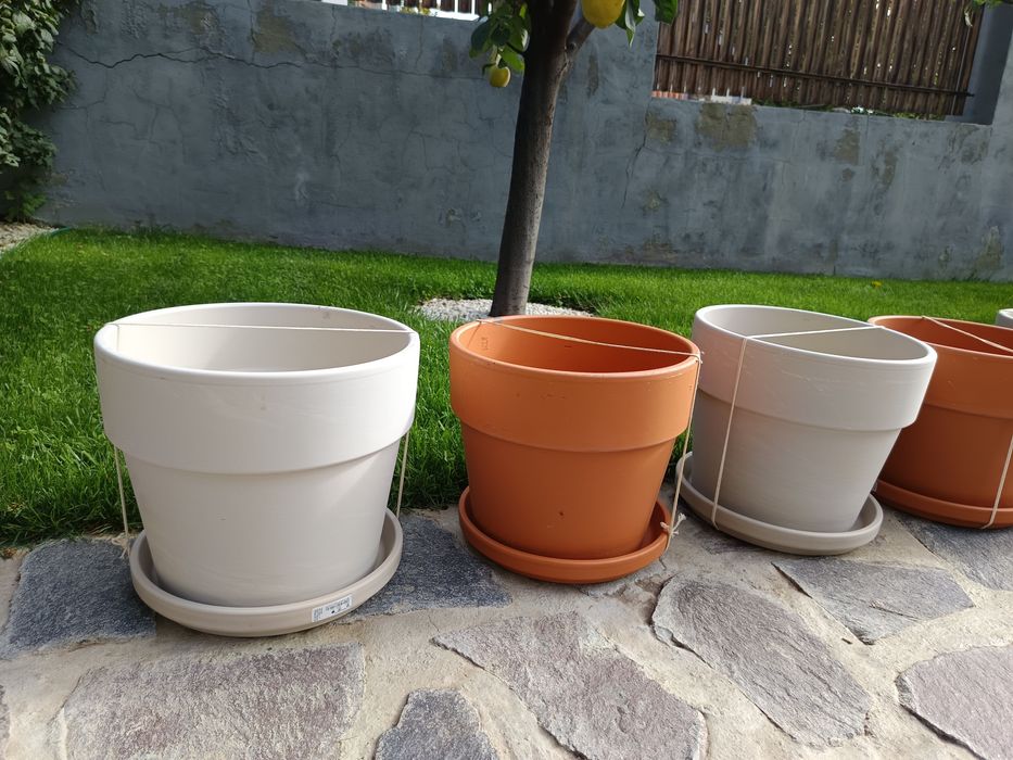 Ghiveci granit cu farfurie