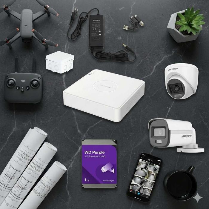 Pachet Premium Supraveghere 4 Camere 3K HIKVISION, DVR...