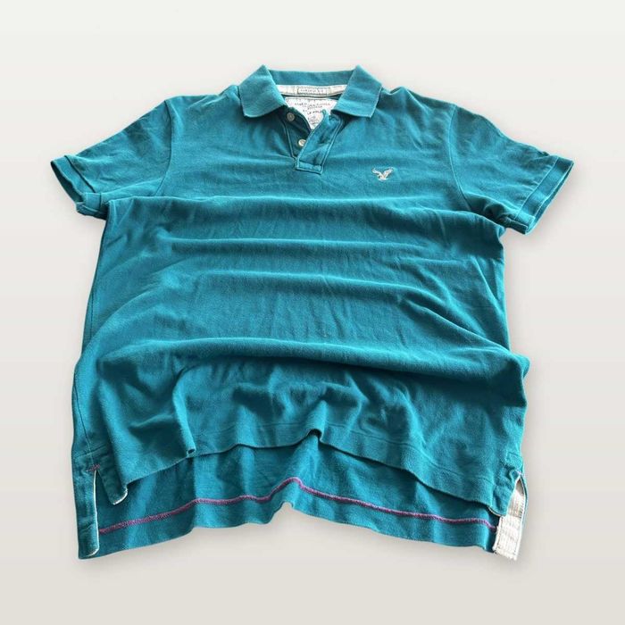 American Eagle поло тениска тюркоазена L